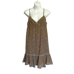 FREE PEOPLE Women’s Linen Blend Floral BOHO  Dress Size 2